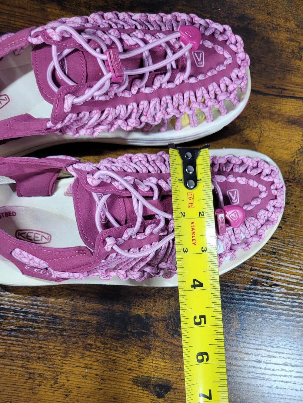 KEEN Pink Outdoor lace Sandals anatomical footbed size 7 - Picture 12 of 14